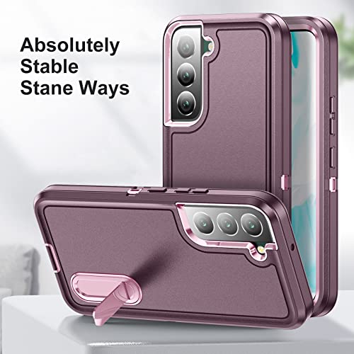 Bahahoues For Samsung Galaxy S22 Case, Samsung S22 Phone Case With Built In Kickstand,Shockproof/Dustproof/Drop Proof Military Grade Protective Cover For Galaxy S22 5G 6.1 Inch(Night Purple/Baby Pink) #TOP4