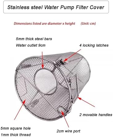Stainless Steel Submersible Pump Guard - 1mm Mesh Filter Cover to Prevent Clogging for Sump, Pond, Sewage, and Well Pumps - Durable Protective Accessory