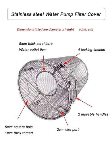 Protector de bomba sumergible, filtro de malla de 1 mm, evita obstrucciones, cubierta protectora para bombas de pozo de aguas residuales de estanque de sumidero