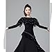 Yhhsgscr Round Neck Ballroom Practice Clothes for Women Banquet Top Long Sleeve National Standard Tango Dance Bodysuit,Black,XL