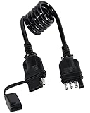 Oyviny 4 Way Flat Trailer Extension Coiled Cable 3 Feet 4 Pin Male and Female Wiring Harness Adapter...