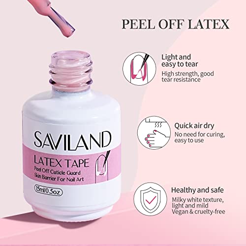 SAVILAND 2 peças de látex para unhas descascadas com pinça, barreira de esmalte de látex de 30 ml –