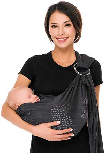 Cuby Breathable Baby Carrier Mesh Fabric, Ideal For Summers/ Beachhe Adjustable Ring Sling Baby Carrier. Ergo Friendly (Grey)