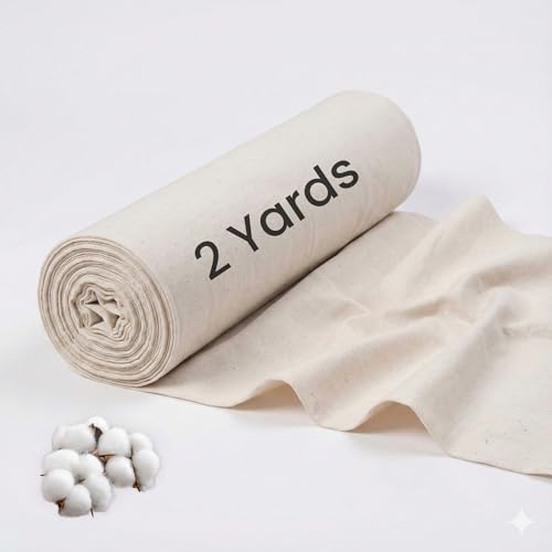 THE ART BOX 100% Cotton Muslin Fabric by The Yard – Natural Unbleached, Medium Weight Sewing Fabric, 63 Inches Wide – Pre-Cut Fabric for Crafts, Quilting & Dressmaking