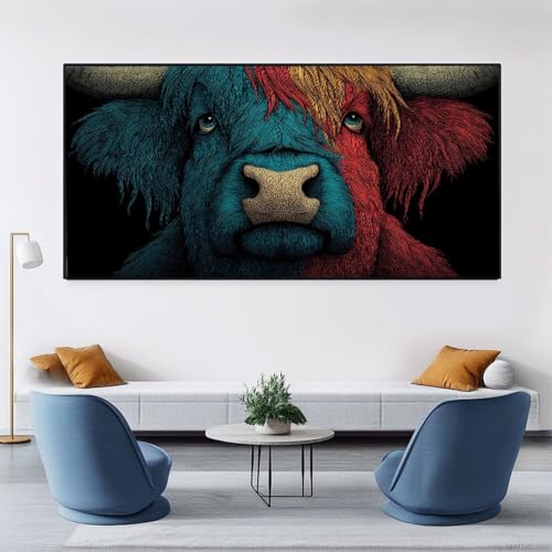 Peinture par numéro bœuf bleu 80x160cm kit numéro d'art complet