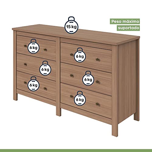 Comoda Horizontal 6 Gavetas Maggiore Lopas Carvalho Naturale