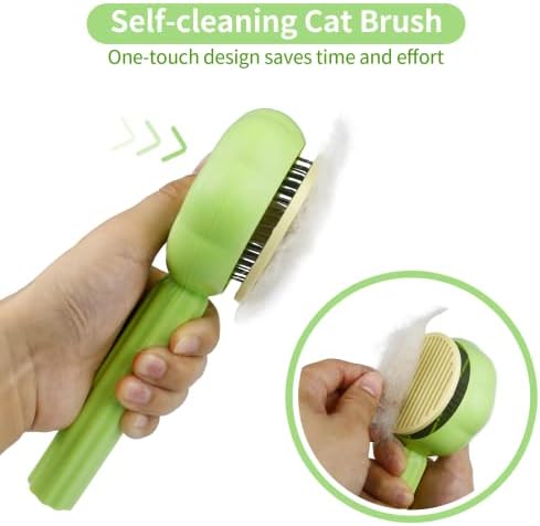 Nepfaivy Cat Dog Brush for Grooming - Cat Brush for Short Haired & Long Haired, Self Cleaning Cat Grooming Brush, Pet Pumpkin Cat Hair Brush for Removing Loose Fur and Dirt
