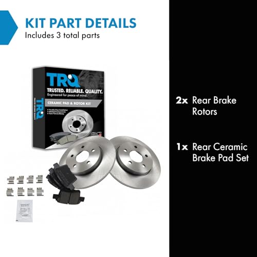 Image of TRQ Rear Brake Pad and Rotor Set Ceramic Solid Rotors