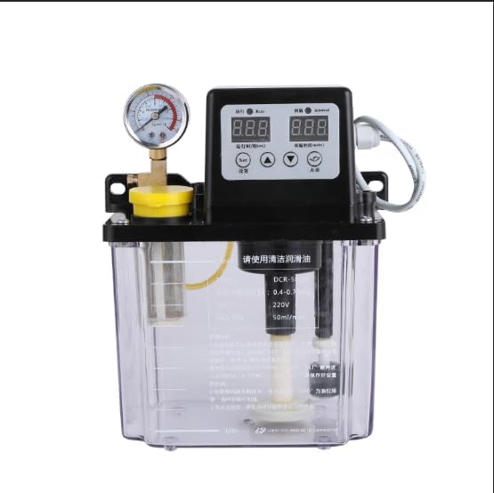 110V Automatic Lubricating Oil Pump with Digital Control, Dual Display & Pressure Gauge for CNC Machines, Industrial Lubrication Systems (1L)