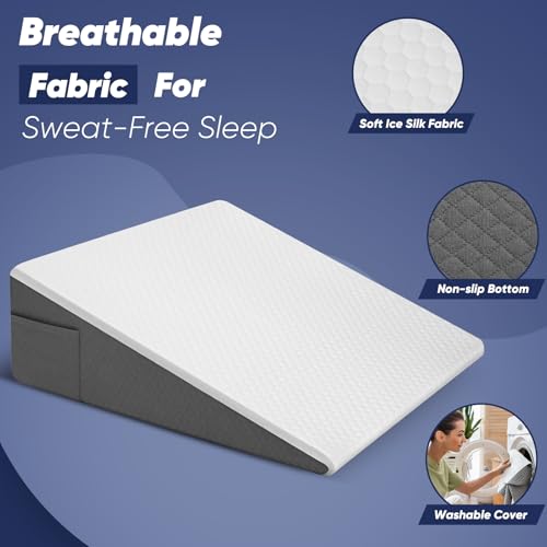 Vimoli - Wedge Pillow for Sleep and Rest, 8" Slant Wedge for Seniors, Back Support and Leg Elevation, Cooling Memory Foam Top by Vimoli - Image 5