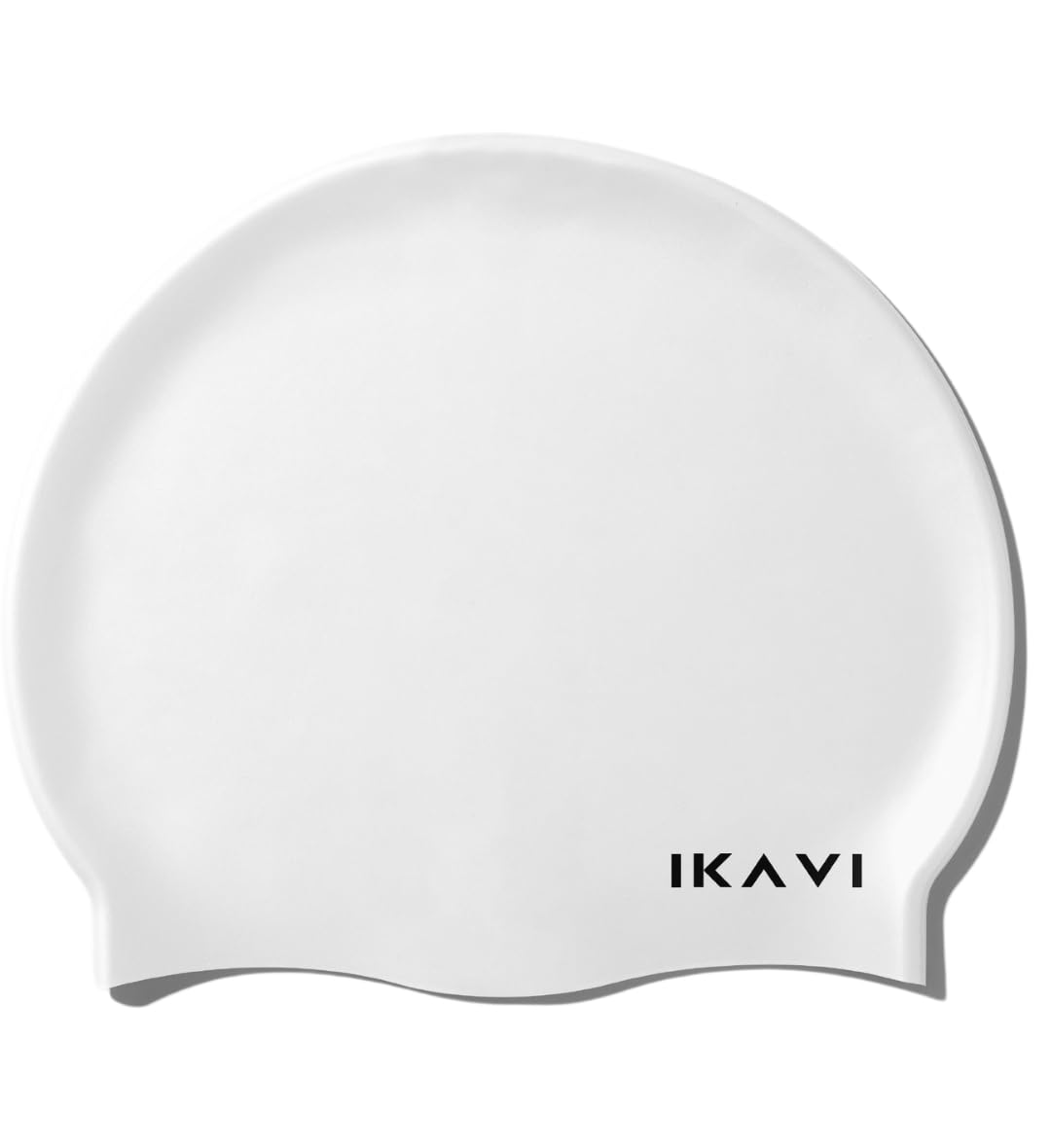 Silicone Swim Cap - Durable & Stretchable, One Size Fits All (White)