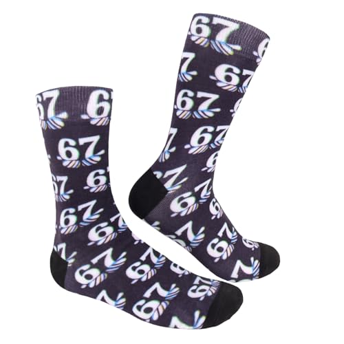 67 Meme Socks, Divertenti Italian Brainrot 67 Meme Calzini Donna Uomo, Calze Invernali Caldi Steal a Brainrot Six Seven Design, Calzini Cotone 67 Funny Socks Donna Regalo (28 Nero per Adulti)