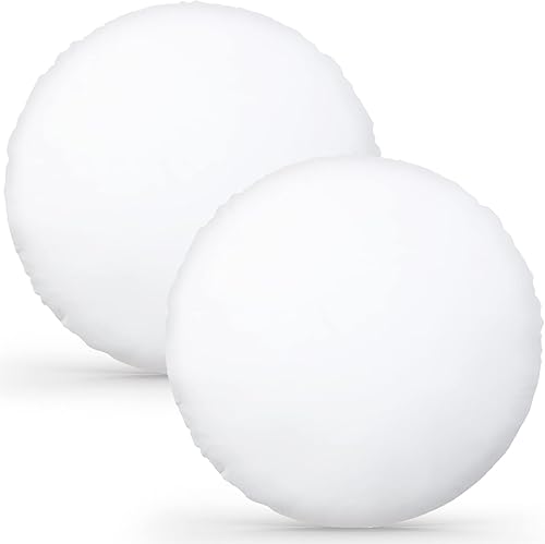 Roowest Paquete de 2 rellenos de almohada redondos grandes de diámetro, acogedores cojines decorativos de gran tamaño para decoración de sofá, cojín