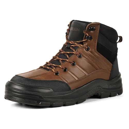 Furuian Steel Toe Boots for Men Women Lightweight Comfortable Work Shoes for Men Puncture Proof Steel Toe Boots Slip Resistant Indestructible Safety Construction Shoes