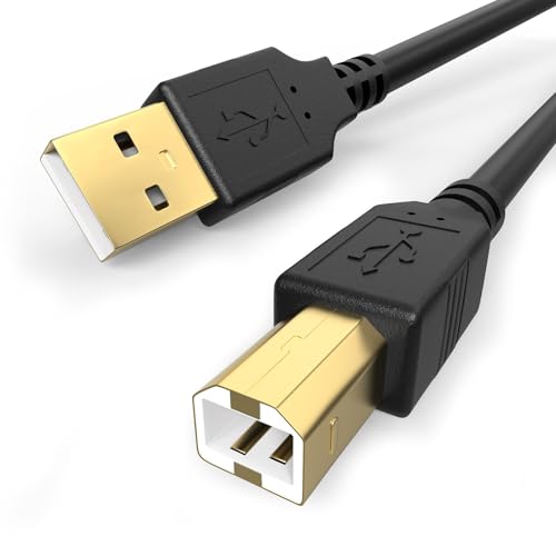 Sinoacc Cable de impresora USB A a USB B, 480 Mbps, cable de alta velocidad compatible con HP, Canon, Dell, Epson, Brother, Lexmark, Xerox, Piano, DAC, teclado, controlador de DJ y más, negro, 6.6
