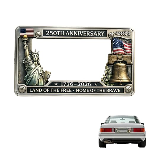 250th Anniversary License Plate Frame 250th Anniversary Commemorative License Plate Frame License Plate Holder Aluminum Fits Standard for Cars and Trucks (1PC)