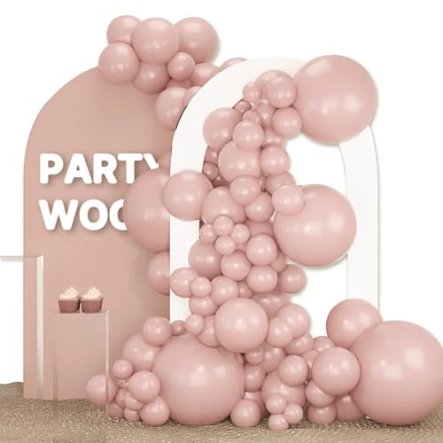 Image of PartyWoo Dusty Pink Balloons 120pcs Lilac Pink Color Different Sizes