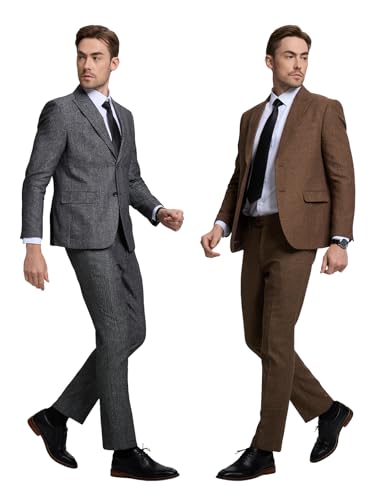 Mens Retro Tweed Herringbone 2 Pieces Suits Slim Fit Winter Tuxedo Blazer Pant Men Suit for Business Party4