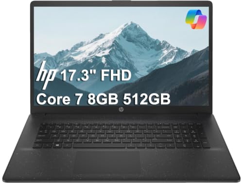 HP 17 Laptop, 17.3" FHD Anti-Glare, Intel Core 7 150U, 8GB RAM, 512GB SSD
