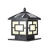 LED Outdoor Solar Post Lights Dusk to Dawn Sensor Outdoor Column Lights with Power Base 2 Modes Die-