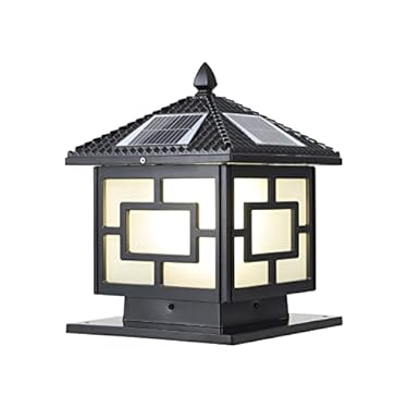 AMAZON - DAHGEO LED Outdoor Solar Post Lights Sensor Outdoor Column Lights with Power Base 2 Modes Die-Casting Aluminum Post Lights Fixture with Remote Control Tricolor Dimming