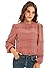 GRACE KARIN T-Shirt décontracté col Rond pour Femmes à Manches Longues col Trou de Serrure Slim Fit Blouse à Manches Longues Hauts Hauts XL Rose Corail CL0700A21-06