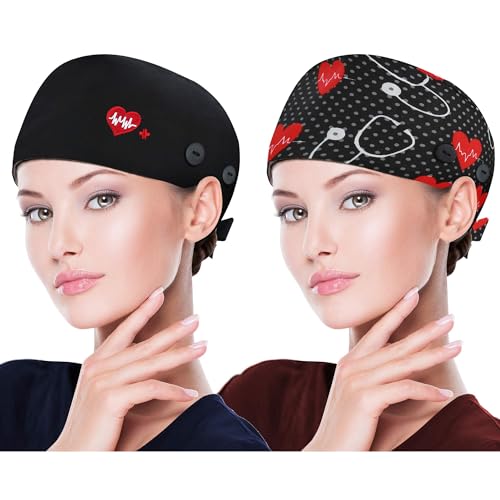Image of Working Caps with Button and Sweatband, Adjustable Working Hats for Women Men, One Size(Tie Back or Toggle)