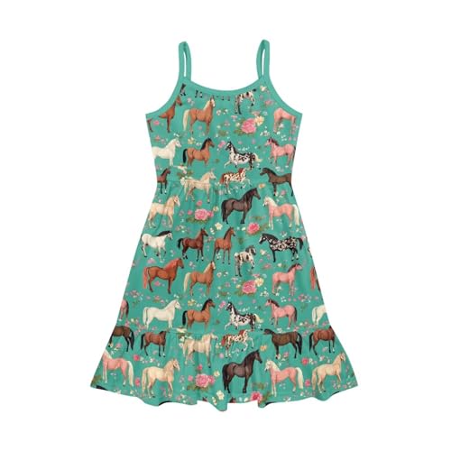 Spaghetti Strap Dresses for Girls 3-14Y Smocked Summer Flowy Dress