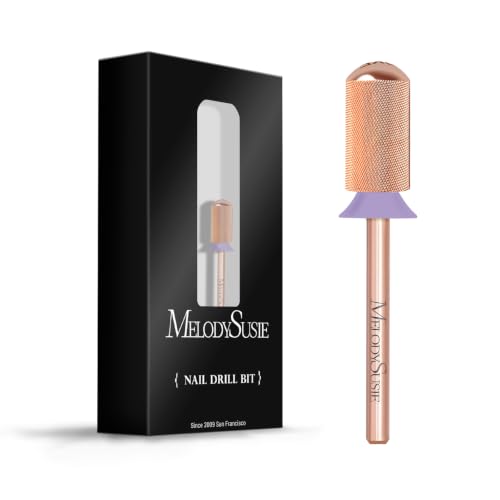 MelodySusie Safety Nail Drill Bits, 3/32'' Smooth Round Top Large Barrel Carbide Bits, Suitable for Manicure Pedicure Cuticle Gel Polishing, Beginners Bits, Rose Gold, Series Bit-S, Double Fine