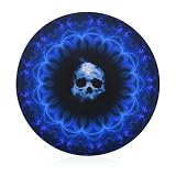Gothic-Totenkopf Blau Runde Schneidebrett Rutschfest Küchenbrett Zum Servieren Und Schneiden 20 cm