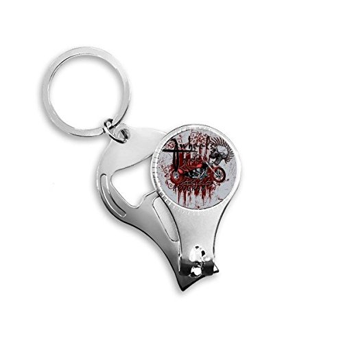 Porte-clés en métal motif squelette art cadeau original homme avec décapsuleur multifonction