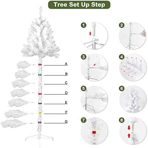 Busybee 7ft White Artificial Christmas Tree with 400 LEDs Lights and Assorted Blue and Silver Christmas Decorations including Full Xmas Tree Topper Baubles Nutcracker Ornaments USB String Lights
