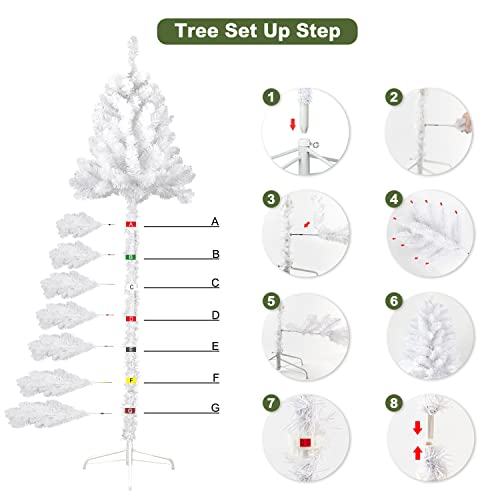 Ki Store 7Ft White Christmas Tree With Ornaments And Lights Remote And Timer Gray And Silver Christmas Decorations Including 7 Feet Full Tree, Ornaments, Usb Led String Lights #TOP3