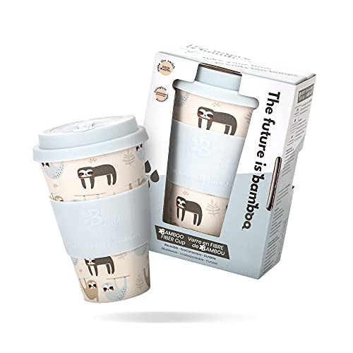 The future is bamboo - Reusable Coffee Cup Eco Friendly Bamboo Fibe Coffee Tumbler and Travel Mug with Leak-Proof Cup Cover, 16oz, Take Your Time | Organic Bamboo Fiber
