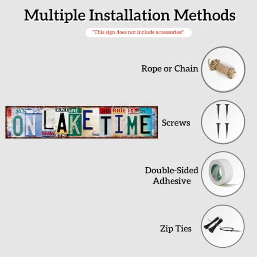 One Lake Time Metal Sign 16x4 Inch, Rustic Cabin Porch Wall Decor - image 3