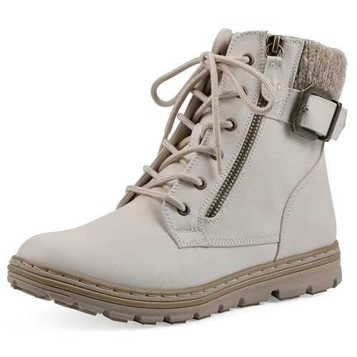 CLIFFS BY WHITE MOUNTAIN Shoes Kelsie Women's Lace-up Hiker Style Bootie, Winter White/Burnished/Fab, 11 M