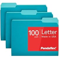 100-Pack 8.5" x 11" Pendaflex Colored File Folders