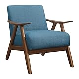 Lexicon Mid Century Modern Accent Chair with Solid Wood Frame in Walnut Finish...