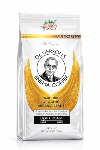 Dr. Gerson's Enema Coffee - Ground, Air Roasted, Detox, Enema, Drinkable, (8 oz, LIGHT ROAST)