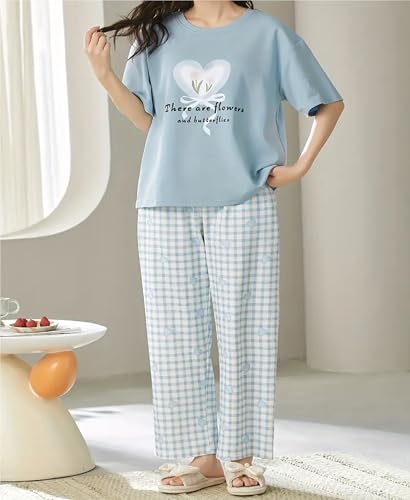 Image of Louis Luxe Womens Korean Night Dress || Full Pyjama Set || Korean Nightsuit || Women Nightwear ||Round Neck Full Sleeve Nightsuit || Loungewear || Everyday Nightdress (ND-09)