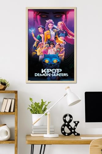 Image of Netflix KPop Demon Hunters (2025) - Group Wall Poster, 34L inch x 22.4W inch, Blonde Framed Version