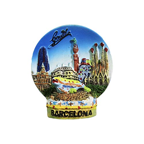 Barcelona Spain Landmark 3D Refrigerator Magnet Resin Travel Souvenirs,Handmade Home & Kitchen Decoration Barcelona Fridge Magnet Collection Gift