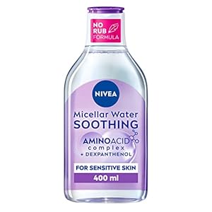 NIVEA Micellar Water Soothing, Fragrance Free Eye Makeup Remover, Micellar Cleansing Water for Sensitive Skin, Gentle Skin Cleanser (400ml) (Pack of 5)