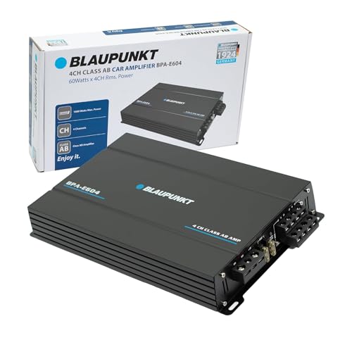 BLAUPUNKT BPA-E604 4-Channel Class AB Car Amplifier - 1800W Max Power, Bridged 360W RMS - Compact Design for Superior Sound Clarity