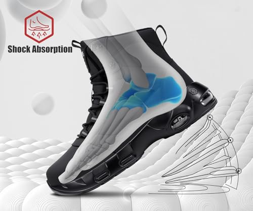 Image of LARNMERN Steel Toe Boot Men Non Slip Work Shoe Rainproof Safety Toe Sneaker Side Zipper Industrail Boot High Top Tactical Shoe