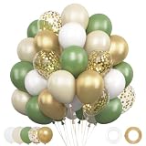 Globos Verdes - 62 Piezas 12 Pulgadas Helio Globos de Cumpleaños con Balloons Blancos Verdes Dorados Beige y Desnudo para Decoracion Cumpleaños Adultos, Decoracion Fiesta