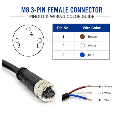 Conector M8 hembra con cable ignífugo de 2m para entornos con humedad 3
