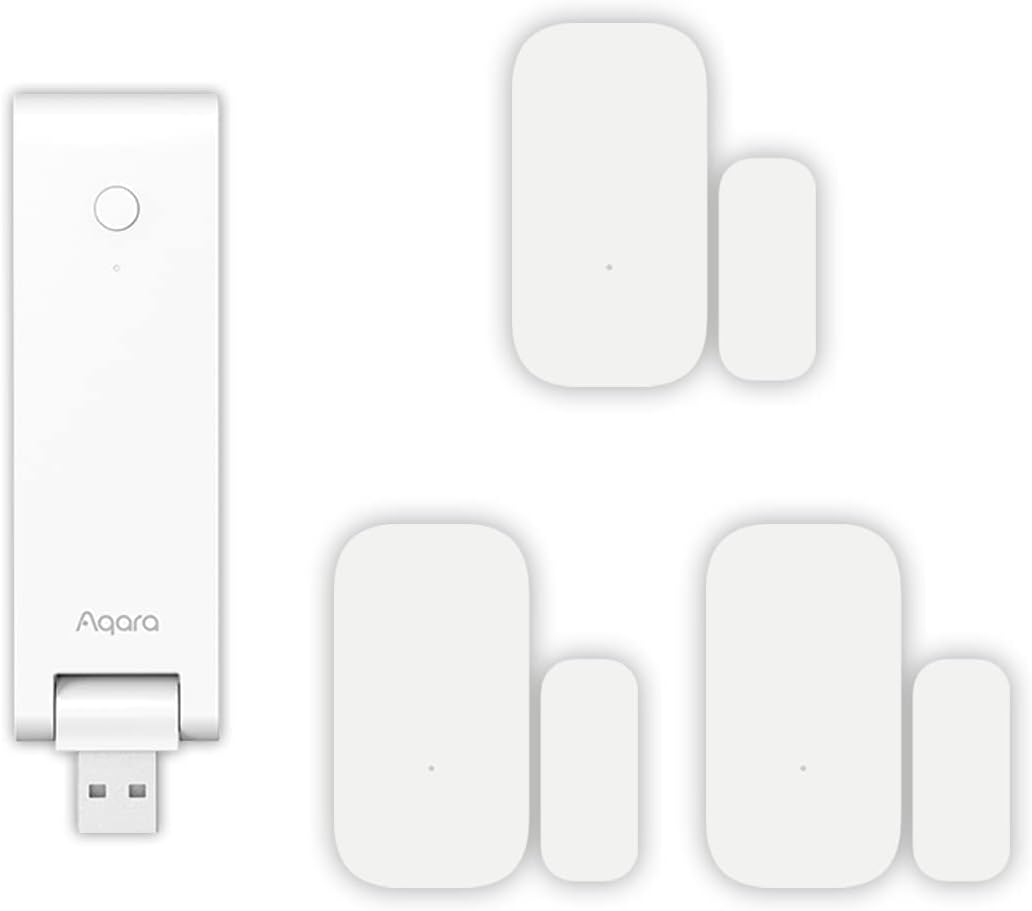 Aqara Smart Hub E1 Plus 3 Aqara Door and Window Sensor, Zigbee Connection, Remote Monitor and Control, Smart Home Automation - - 