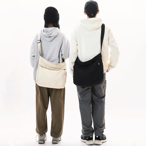 Image of Canvas Hobo Crossbody Shoulder Tote Bag for Women and Men Large Purse Messenger Bag Travel Work Shopping