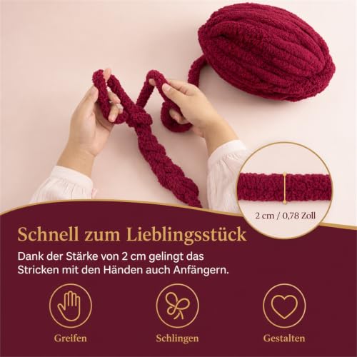 Bafeil Chunky Yarn Wolle 500g, 2 Stück 54m Dicke Wolle zum Handstricken – Bild 5